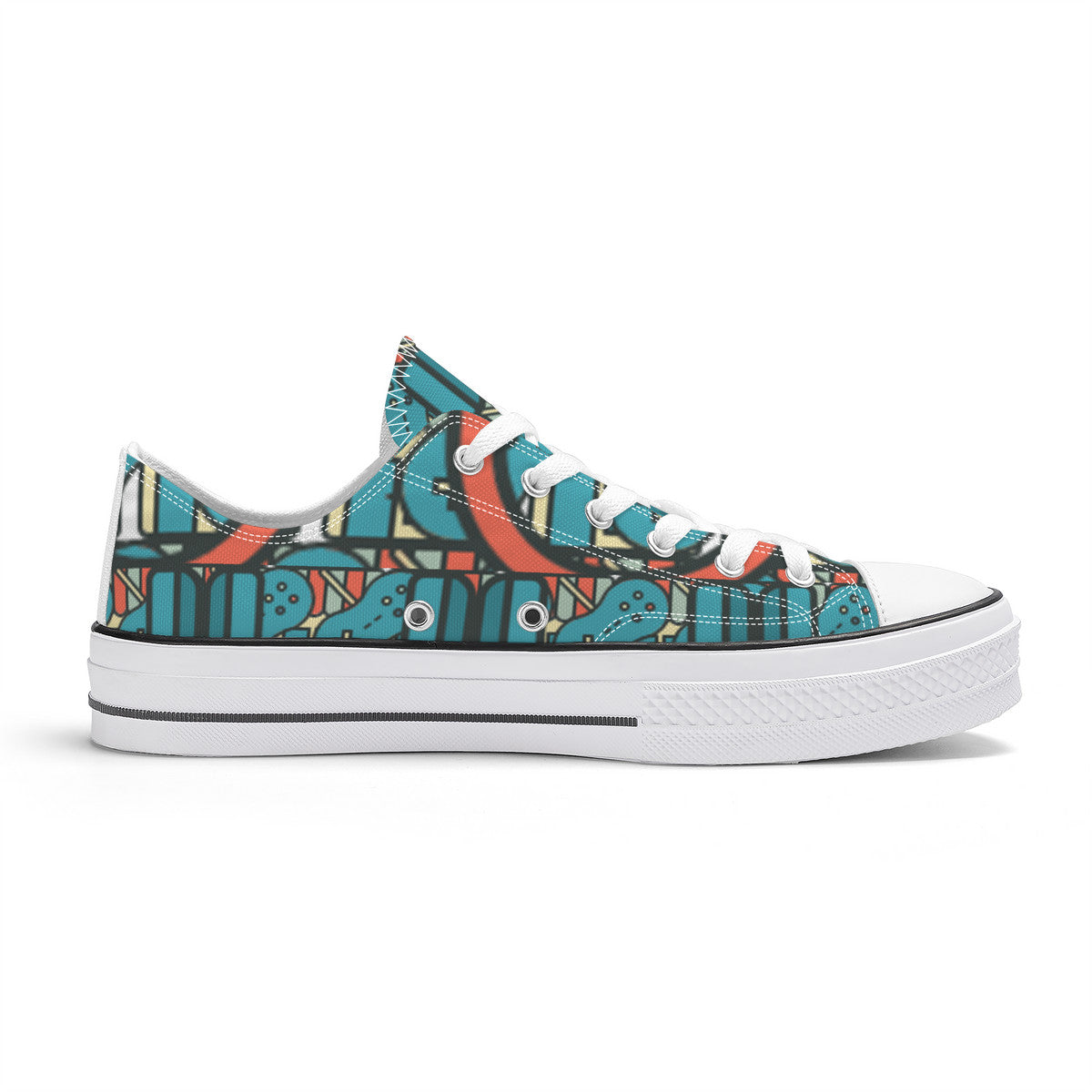 SF_S62 Unisex Classic Low Top Canvas Shoes - White