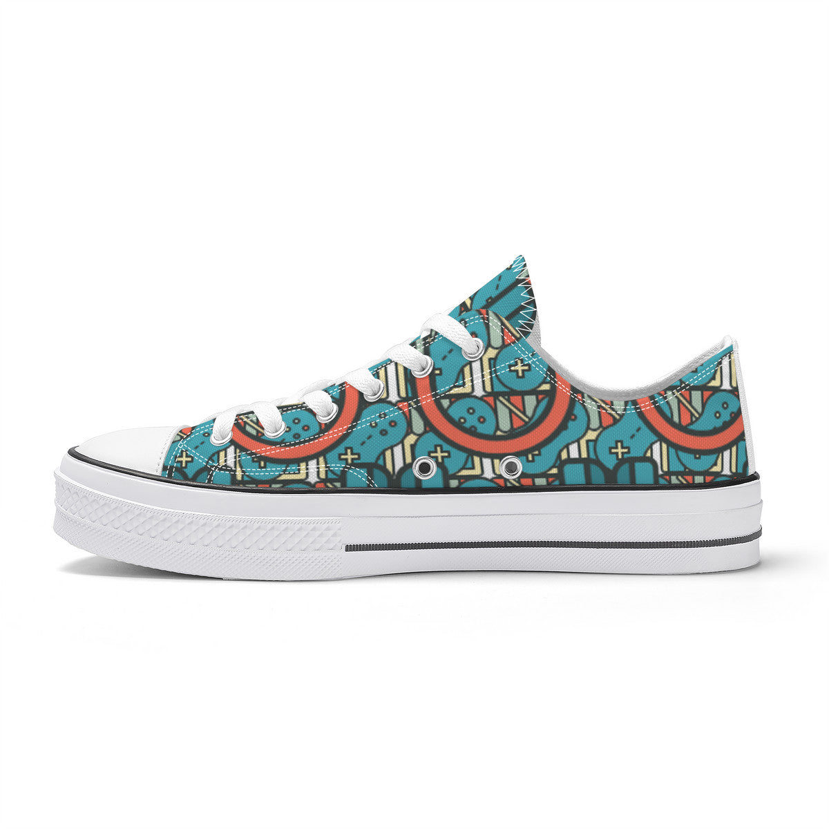 SF_S62 Unisex Classic Low Top Canvas Shoes - White